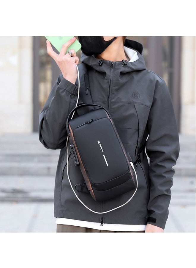 【Stylish & Practical】Men's Anti - Theft Crossbody Bag , Ideal for Commuting and Leisure, with Smooth Zipper and Easy - care Fabric Black  - Image 2