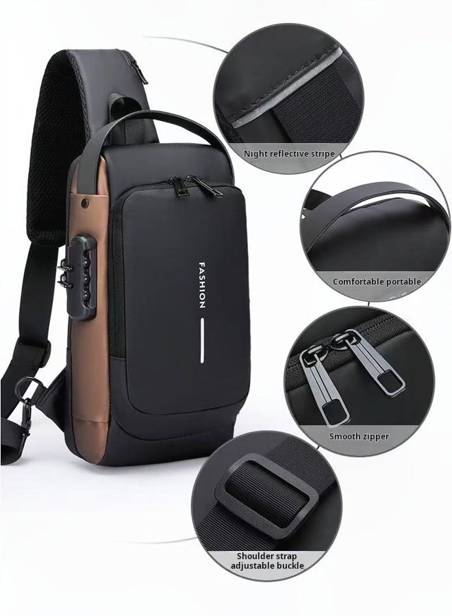 【Stylish & Practical】Men's Anti - Theft Crossbody Bag , Ideal for Commuting and Leisure, with Smooth Zipper and Easy - care Fabric Black  - Image 4