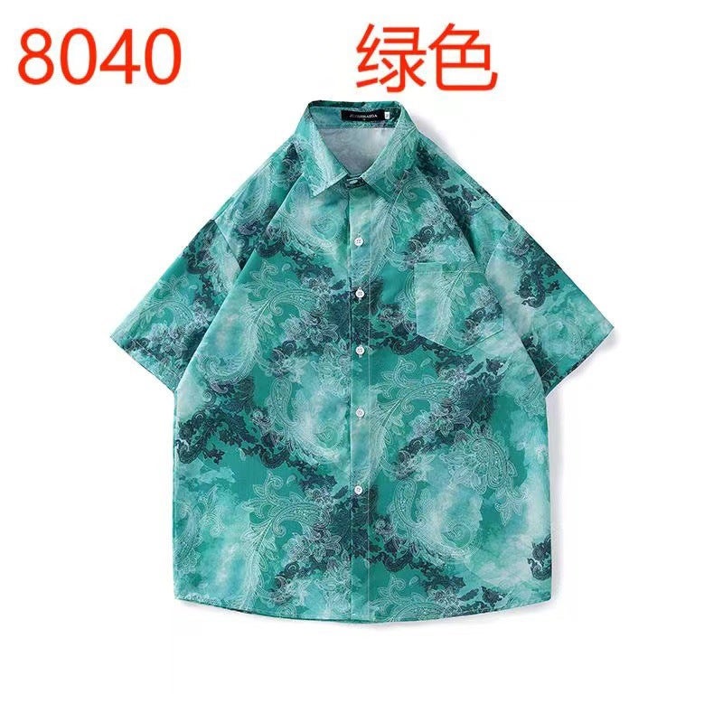 New Japanese-Style Hong Kong Summer Short-Sleeve Shirts For Men And Women, Retro Cool Hawaiian Loose Beach Couple Shirts Trendy - Image 1
