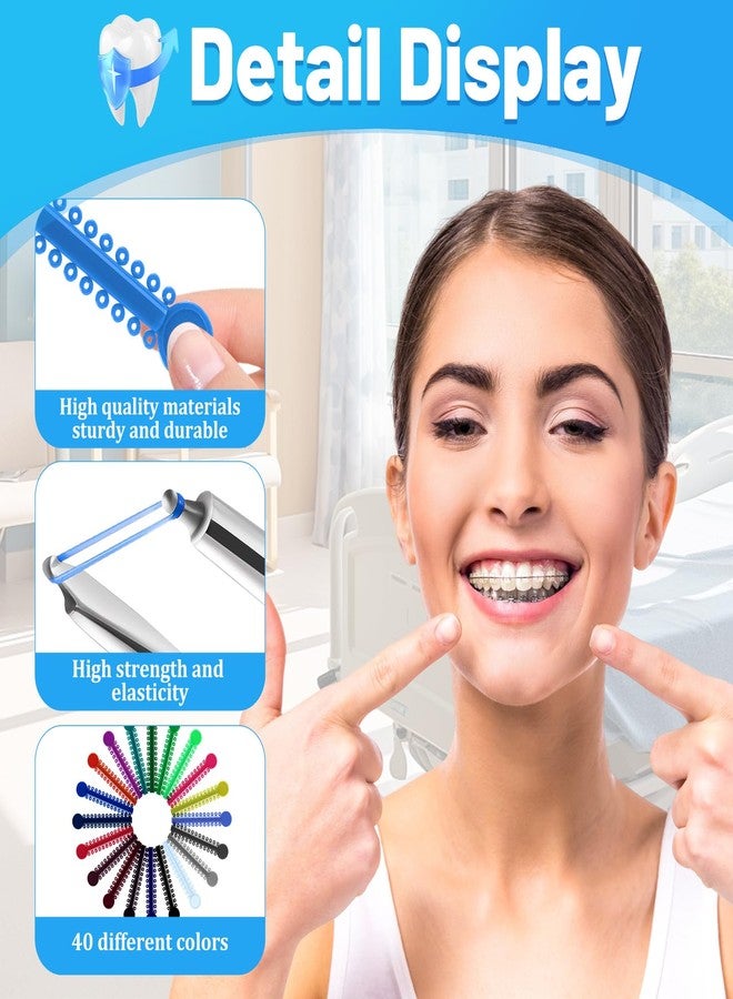 Geodurn Rubber Bands for Braces, 1040 Pcs Color Orthodontic Ligature Ties O-Rings Elastic Braces Rubber Bands - Image 3