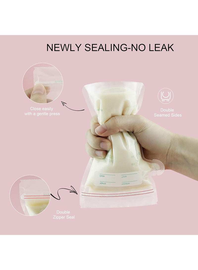 50 Pack Milk Storage Bags 200 ML Self Standing Milk Storage Container BPA Free Pre-sterilized Freezing Bag Thickened Leak Proof Collection with Double Zip and Marker Pen - Image 3