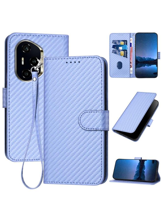 اس-توب جراب هاتف Honor 300 Pro / Honor 300 Ultra YX0070 مصنوع من ألياف الكربون ومشبك من الجلد مع حبل - Image 1