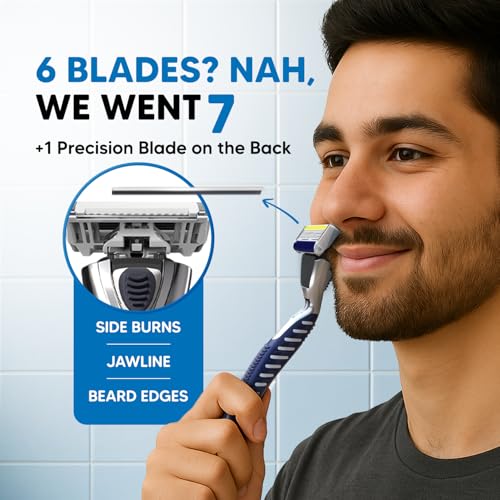 LetsShave Pro 6 Plus Lite Manual Shaving Razor Blades Refills (Cartridge), Pack of 4, World's First 6-Blade & Precison Back Blade with Argan Oil & Aloe Vera Infused Moisture Bar, Blades for Men - Image 3