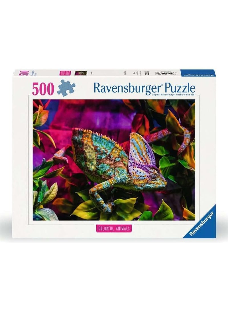 Ravensburger Chameleon Puzzle â€“ 500 Piece Jigsaw Puzzle for Adults and Kids Featuring a Colorful Chameleon in Nature, Premium Quality with Perfect Fit Pieces for Relaxing, Creative, and Educational Fun | 12001333-4 - Image 1