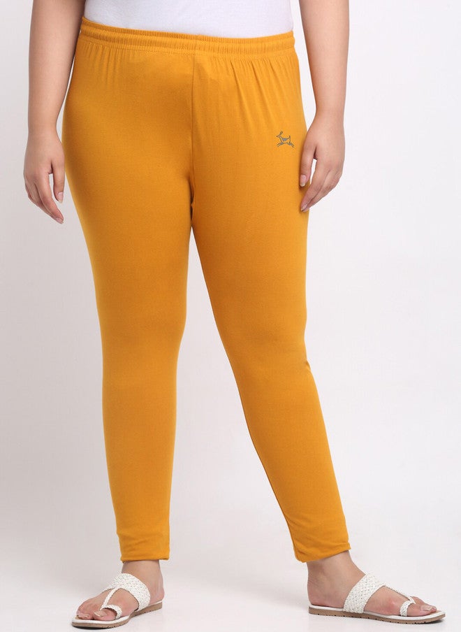Trend Level Plus Size Mustard Yellow Mid-Rise Ankle Length Leggings - Image 1