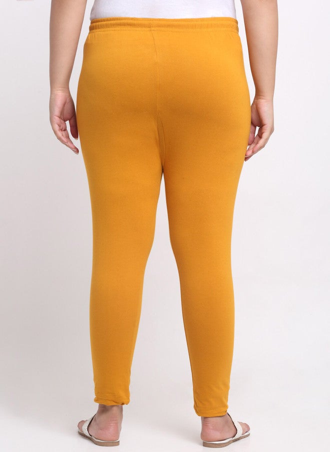Trend Level Plus Size Mustard Yellow Mid-Rise Ankle Length Leggings - Image 3