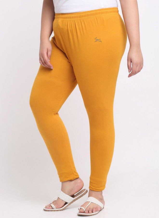 Trend Level Plus Size Mustard Yellow Mid-Rise Ankle Length Leggings - Image 2