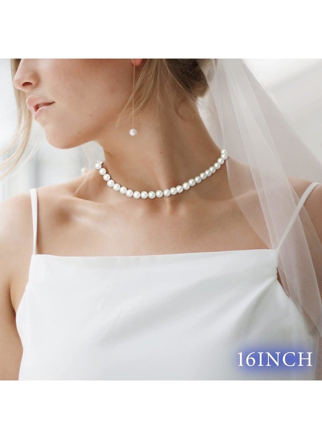 Cultured Pearl Necklace For Women 16inch Freshwater Pearl Hand Made Choker Gifts Pearl Jewelry White Pearl Long Pearl Necklace Also A Good Pearl Necklace For Men  - Image 4