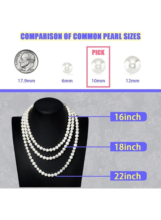 Cultured Pearl Necklace For Women 16inch Freshwater Pearl Hand Made Choker Gifts Pearl Jewelry White Pearl Long Pearl Necklace Also A Good Pearl Necklace For Men  - Image 5