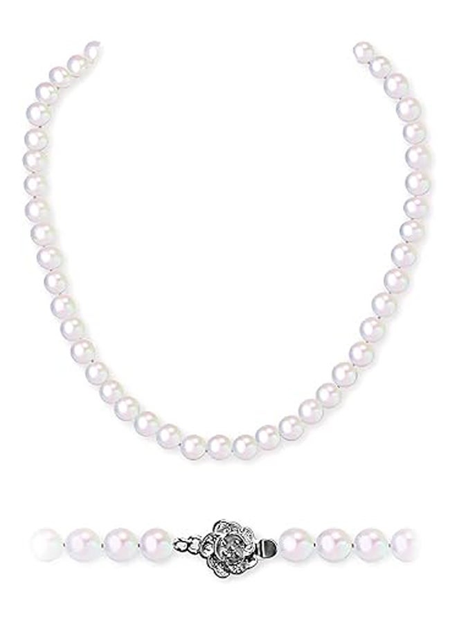 Cultured Pearl Necklace For Women 16inch Freshwater Pearl Hand Made Choker Gifts Pearl Jewelry White Pearl Long Pearl Necklace Also A Good Pearl Necklace For Men  - Image 1