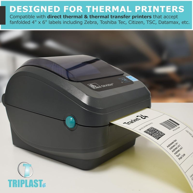 Triplast 250 x White Roll Thermal Printer Labels (4x6 inch / 102x152mm) - for Printing Courier & Shipping Labels - Compatible with All Thermal Printers - Image 2