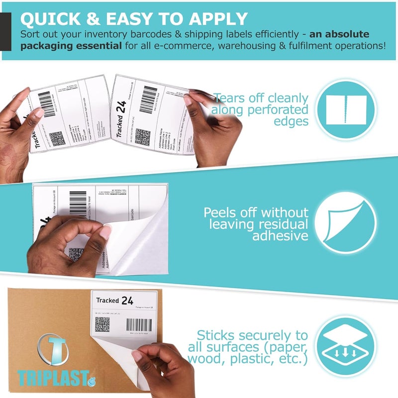 Triplast 250 x White Roll Thermal Printer Labels (4x6 inch / 102x152mm) - for Printing Courier & Shipping Labels - Compatible with All Thermal Printers - Image 3