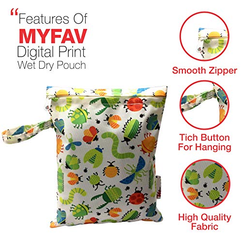 Myfav MY FAV Multiutility Wet & Dry Pouch with Zipper | Reusable & Washable Travel Organizer Bag for Beach, Pool, Stroller, Toiletries, Diapers, Wet Swimsuits & Gym Clothes – Insects - Image 4