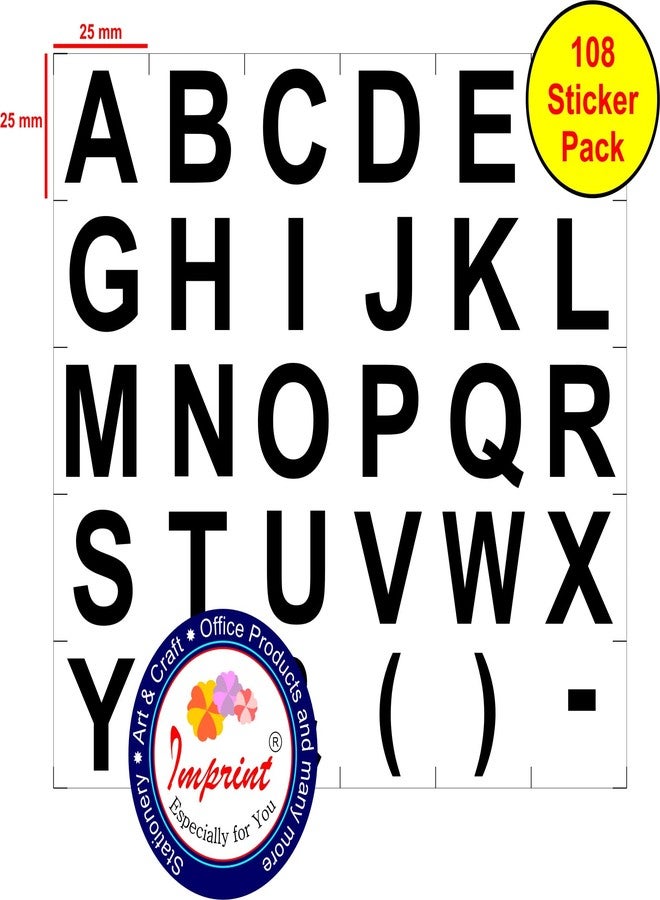 IMPRINT Paper Multipurpose Alphabet Stickers For Home And Office 108 Numbers, Pack of 1 - Image 4