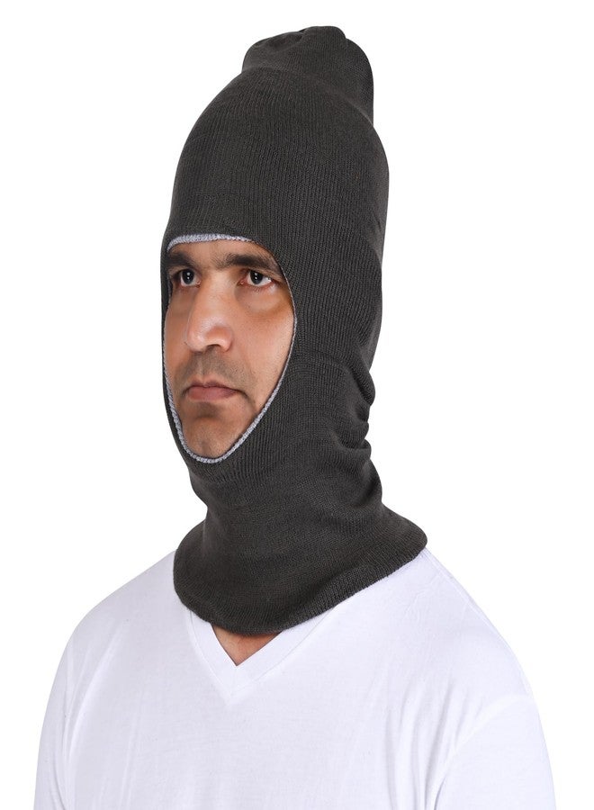 Queen Style Men's Full-Face Cold Weather Woolen Monkey Cap - Single Pack (in, Alpha, Free Size, Standard, Dark Grey) - Image 4