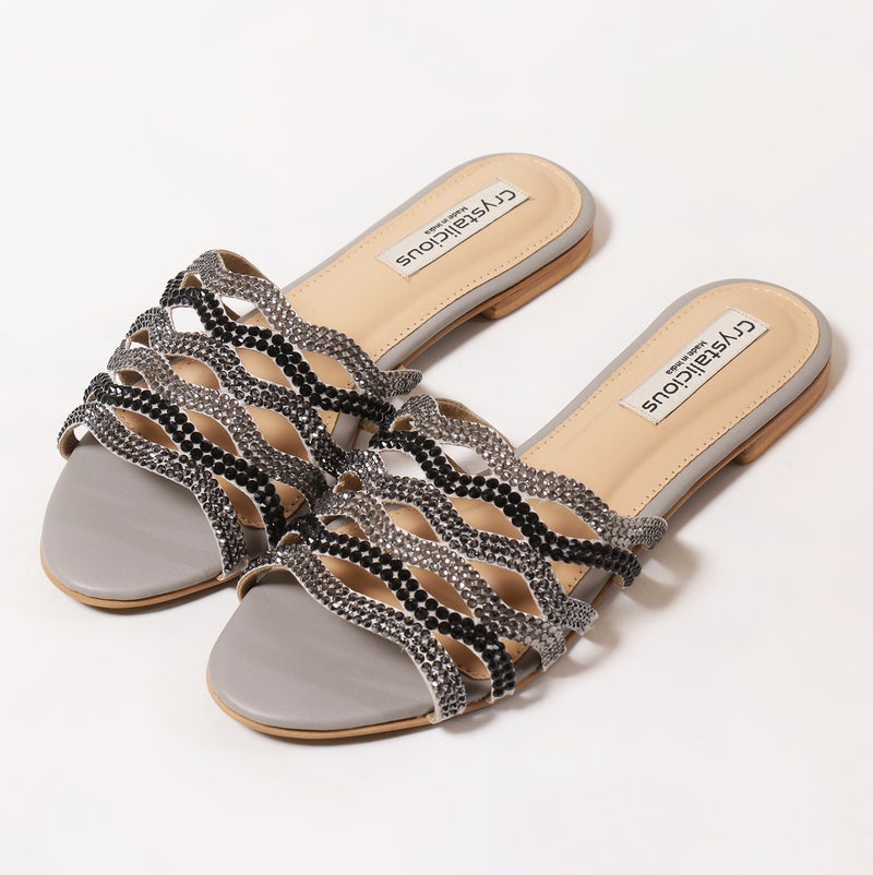 Crystalicious Aarna 2.0 Rhinestone Flats Handcrafted by Artisticas Cruelty-Free Glamour for Day-to-Night Elegance - Image 1