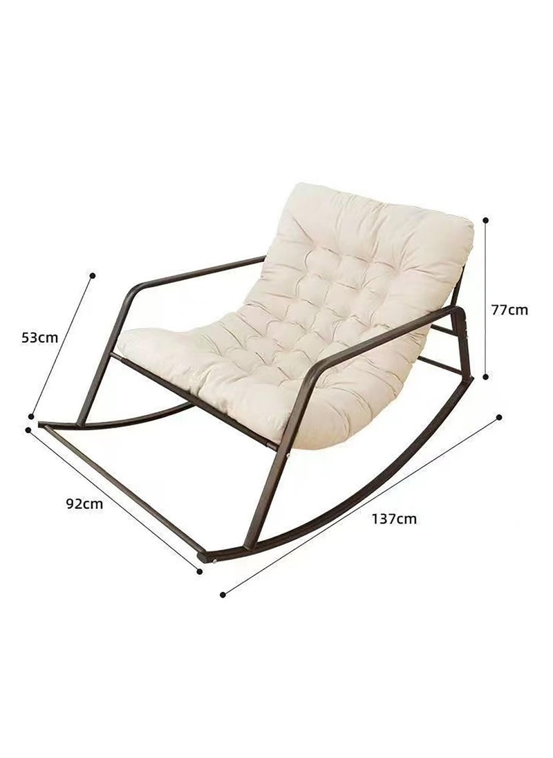 Bluejw Lounge Rocker Chair with Padded Cushion Side Pocket and Metal Base Outdoor Lazy Sofa Chair for Backyard Garden Front Porch Patio Living Room  - Image 2
