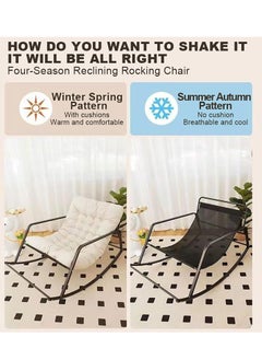 Bluejw Double Living Room Recliner Outdoor Rocking Chair With Armrests Modern Rocker Recliner Chair With Padded Cushion Lounge Chair For Balcony Lazy Sofa Chair For Lounge Living Room Bedroom Patio Garden Grey  - Image 4