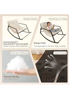 Bluejw Double Living Room Recliner Outdoor Rocking Chair With Armrests Modern Rocker Recliner Chair With Padded Cushion Lounge Chair For Balcony Lazy Sofa Chair For Lounge Living Room Bedroom Patio Garden Grey  - Image 5