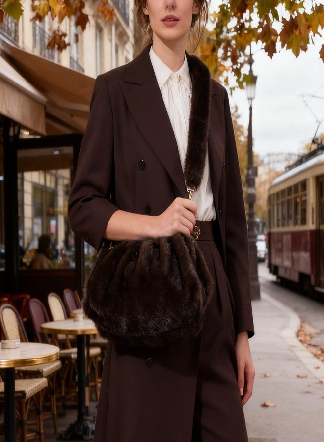 Fecialy Furry Handbag for Women Winter Fluffy Shoulder Bags Faux Fur Hobo Bag Fuzzy Purse Plush Crossbody Bag - Image 2