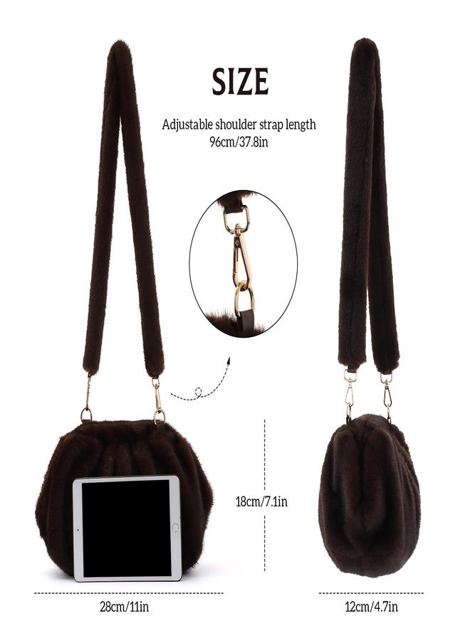 Fecialy Furry Handbag for Women Winter Fluffy Shoulder Bags Faux Fur Hobo Bag Fuzzy Purse Plush Crossbody Bag - Image 3