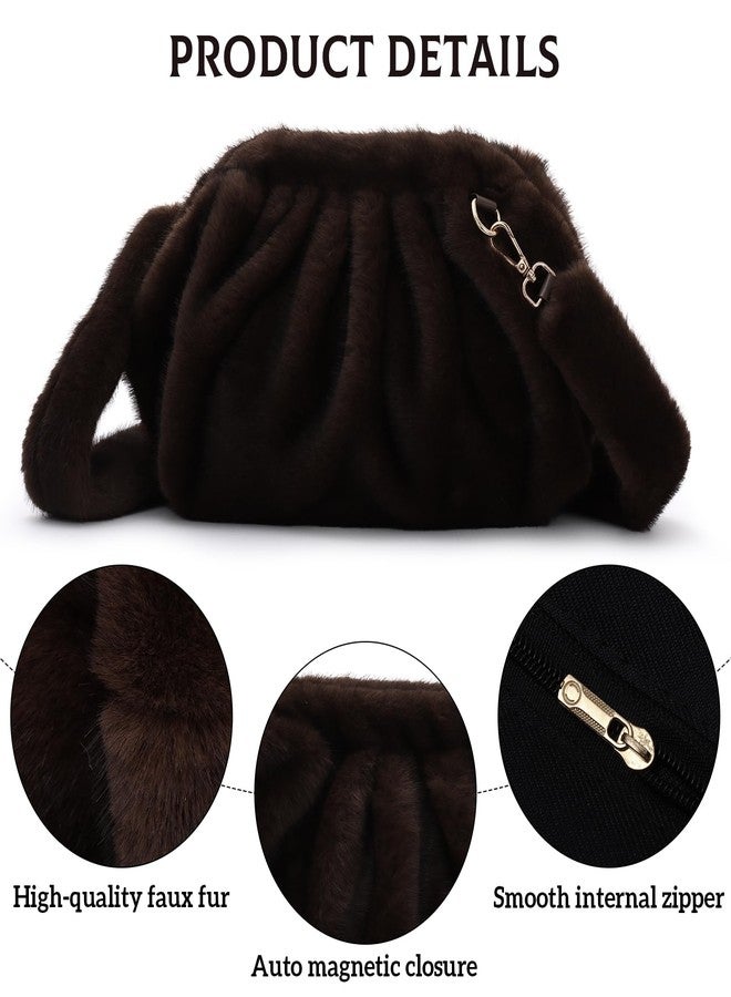 Fecialy Furry Handbag for Women Winter Fluffy Shoulder Bags Faux Fur Hobo Bag Fuzzy Purse Plush Crossbody Bag - Image 4