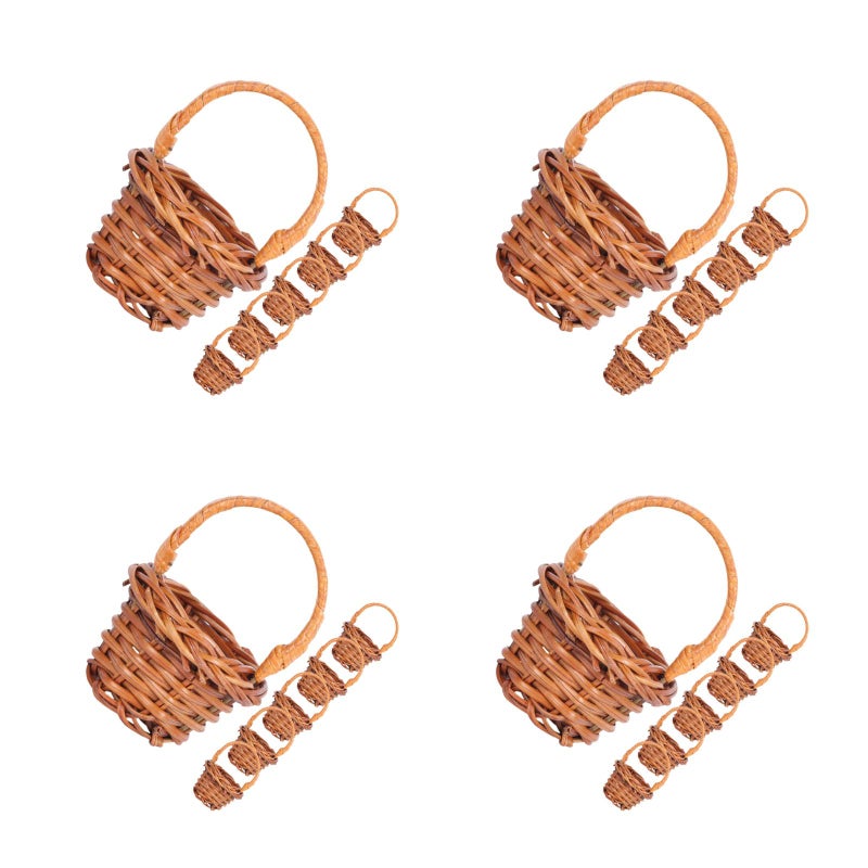 pcs Miniature Woven Baskets Mini Handles Containers Planter Photography Props - Image 3