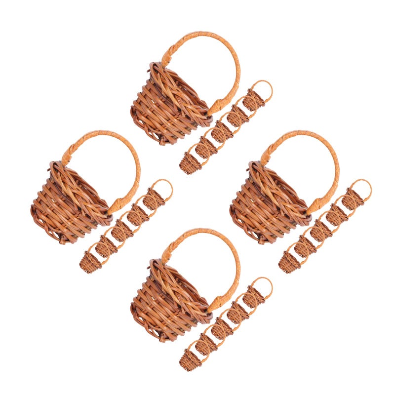 pcs Miniature Woven Baskets Mini Handles Containers Planter Photography Props - Image 4