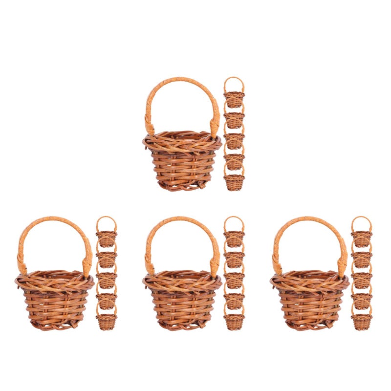 pcs Miniature Woven Baskets Mini Handles Containers Planter Photography Props - Image 1