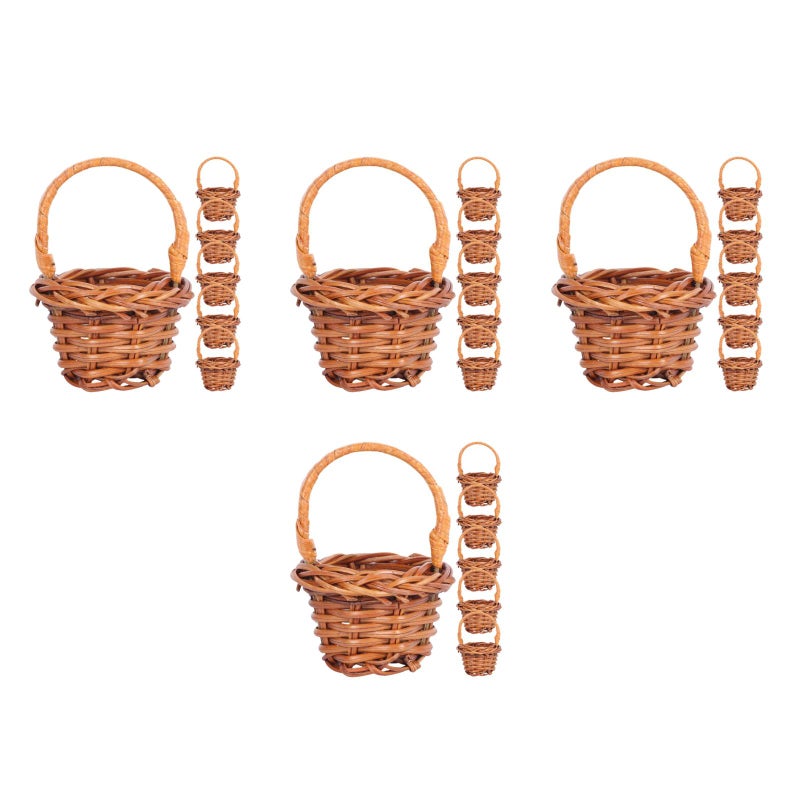 pcs Miniature Woven Baskets Mini Handles Containers Planter Photography Props - Image 5
