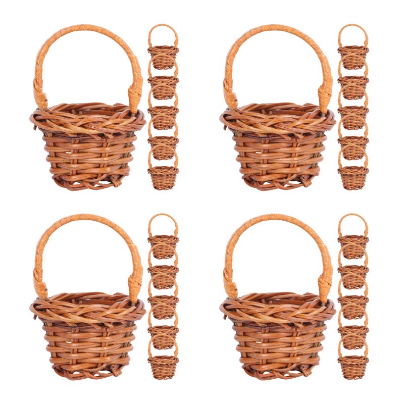 pcs Miniature Woven Baskets Mini Handles Containers Planter Photography Props - Image 2