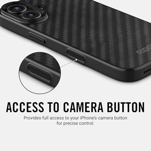 The Ridge Ridge Case Compatible with iPhone 17 - Compatible with MAGSAFE & Wireless Charging, Aluminum Control Buttons, Dual-Layer Construction, TPU Bumper with Drop Protection (Carbon) - Image 5