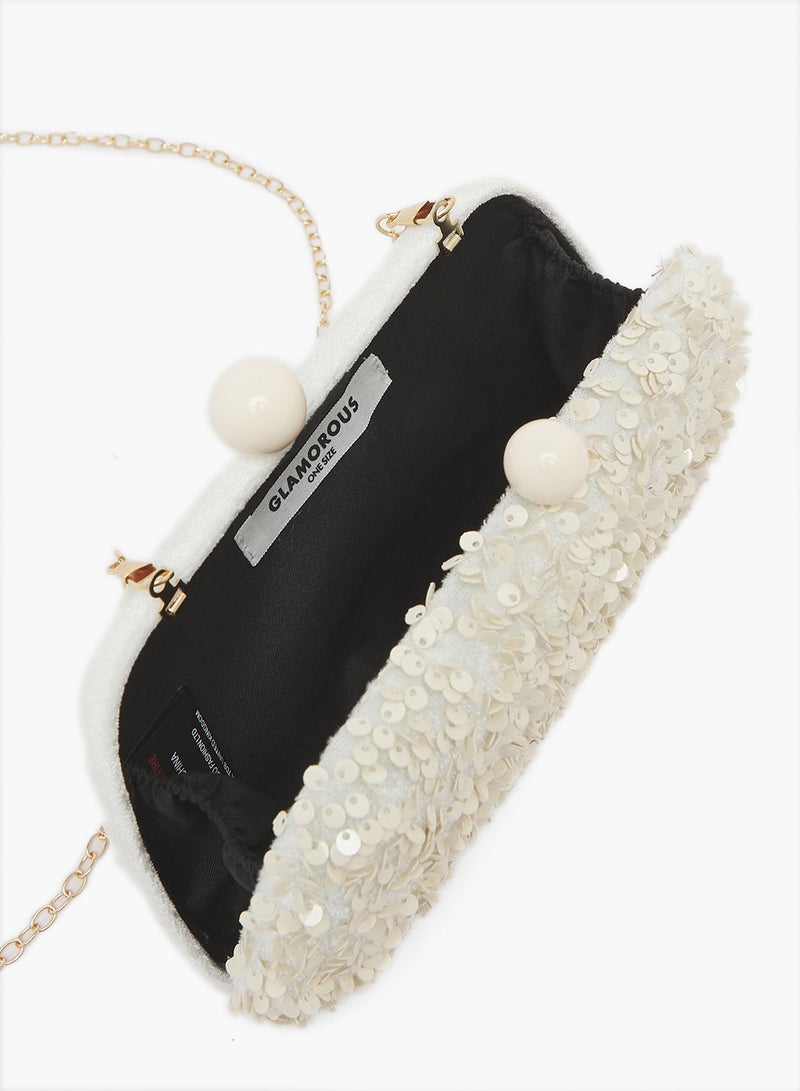 GLAMOROUS Embellished Sequin Clutch Bag - Image 5