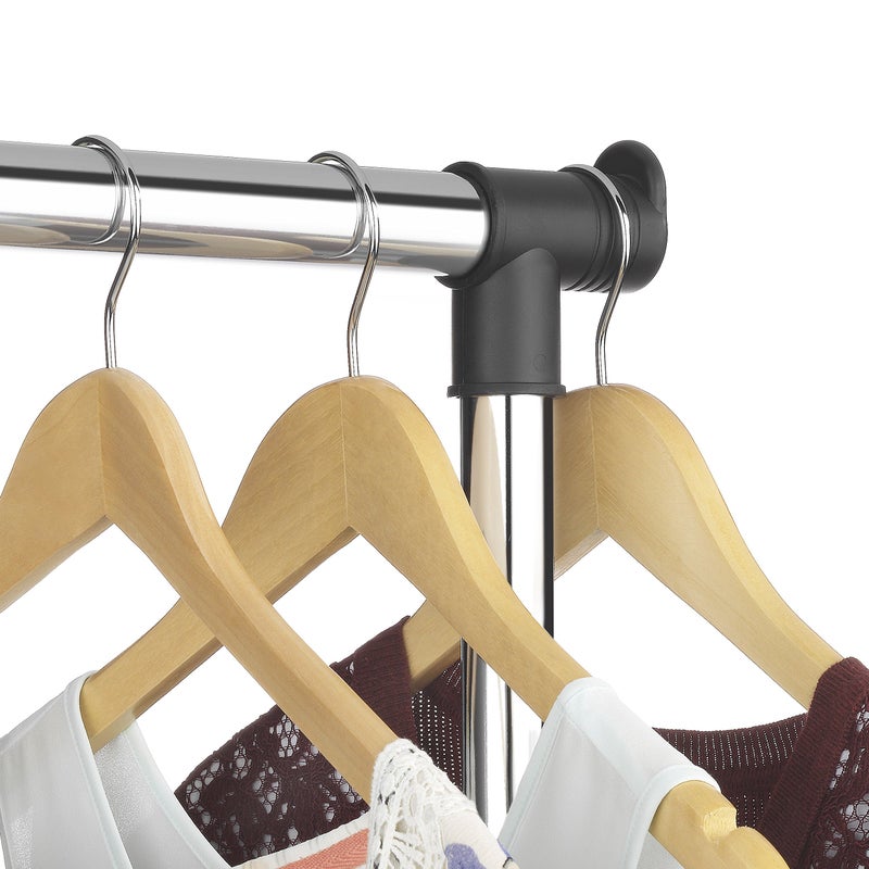 Whitmor Black and Chrome Adjustable Garment Rack-Rolling Clothes Organizer, 18.5" D x 33" W x 66" H - Image 4