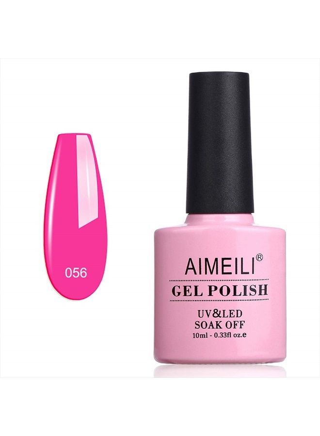 AIMEILI Soak Off U V LED Hot Pink Gel Nail Polish - Neon Peachy Pink (056) 10ml - Image 1