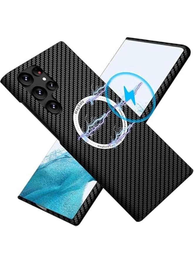 Case for Samsung Galaxy S25 Ultra Case, Compatible with Mag-Safe, Carbon Fiber Patten Ultra Thin Anti-Scratch Shockproof Phone Case Cover for Galaxy S25 Ultra (Black, S25Ultra) - Image 1