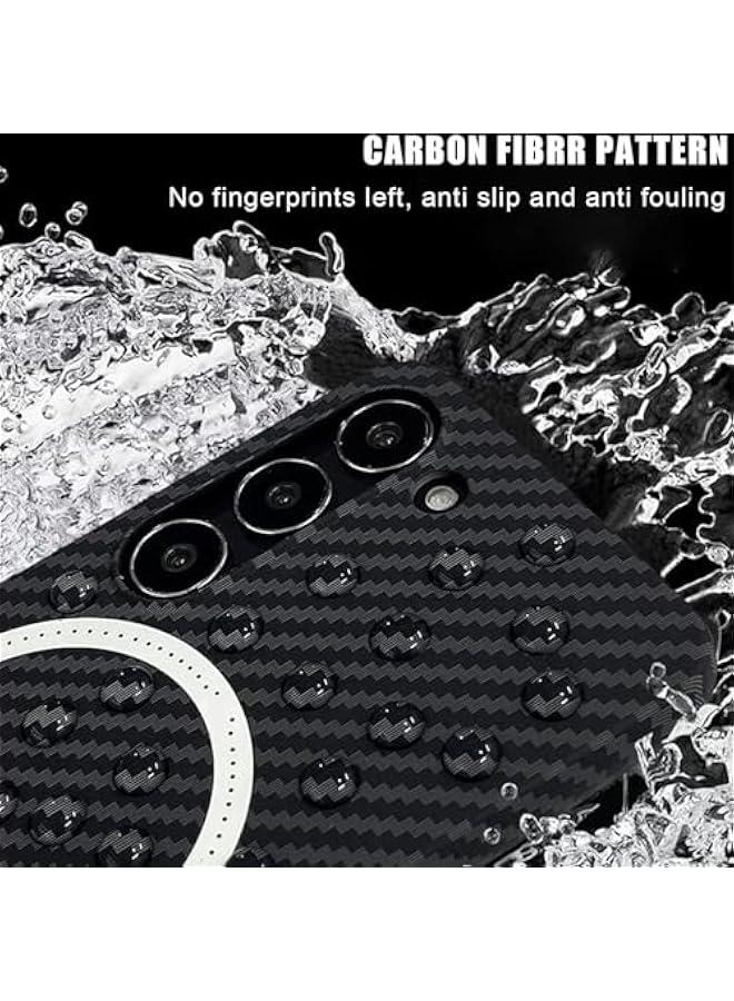 Case for Samsung Galaxy S25 Ultra Case, Compatible with Mag-Safe, Carbon Fiber Patten Ultra Thin Anti-Scratch Shockproof Phone Case Cover for Galaxy S25 Ultra (Black, S25Ultra) - Image 4