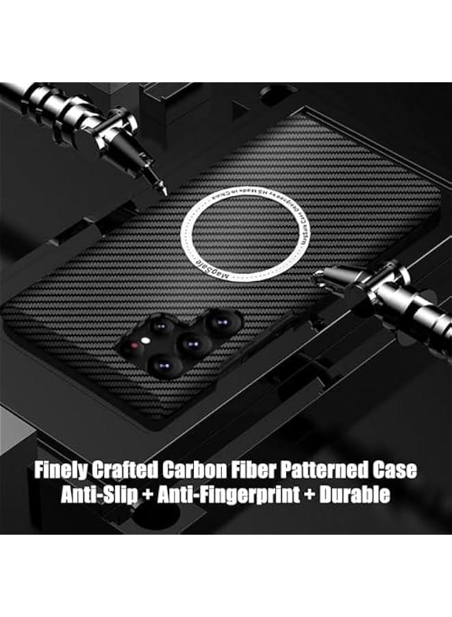 Case for Samsung Galaxy S25 Ultra Case, Compatible with Mag-Safe, Carbon Fiber Patten Ultra Thin Anti-Scratch Shockproof Phone Case Cover for Galaxy S25 Ultra (Black, S25Ultra) - Image 5