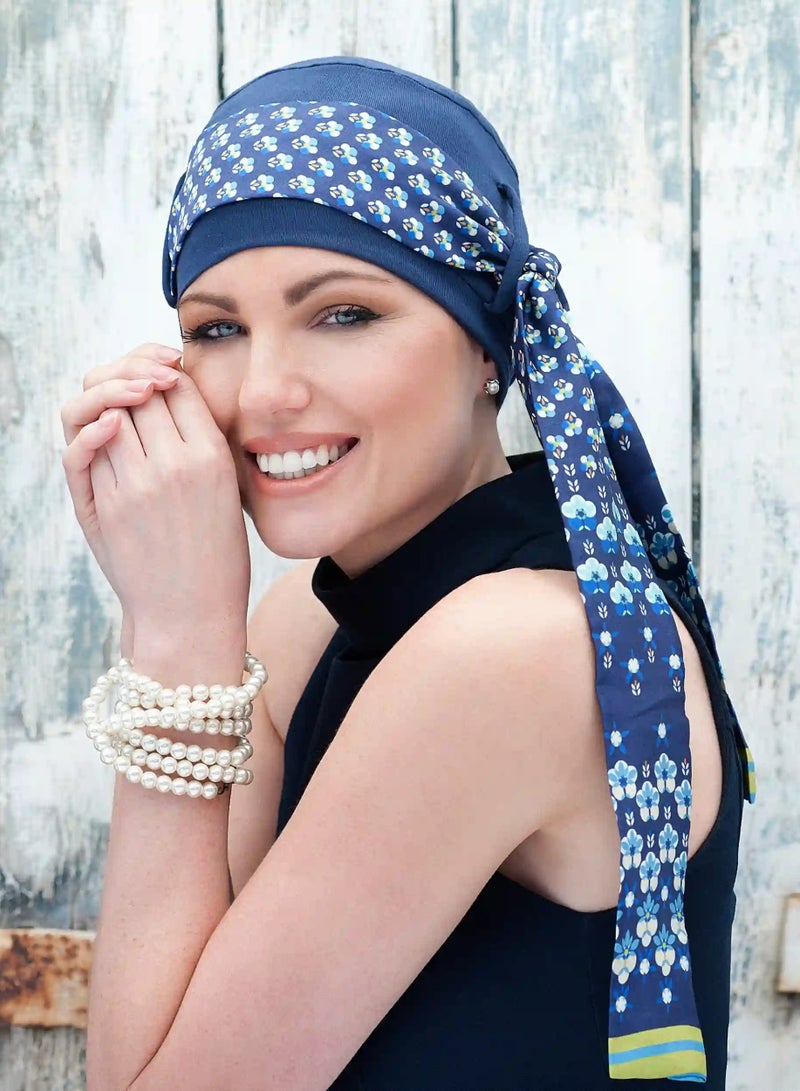 Rung Yanna Navy Iris Florenza - Bamboo Fabric Headwear for Women - Image 1