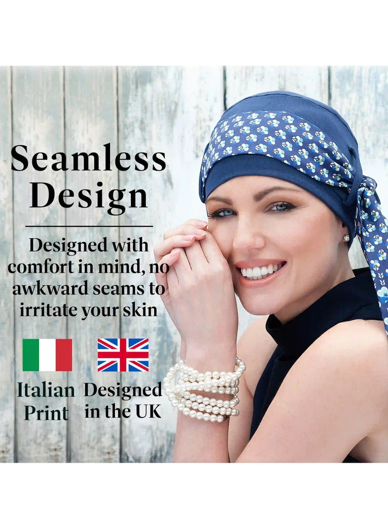 Rung Yanna Navy Iris Florenza - Bamboo Fabric Headwear for Women - Image 4
