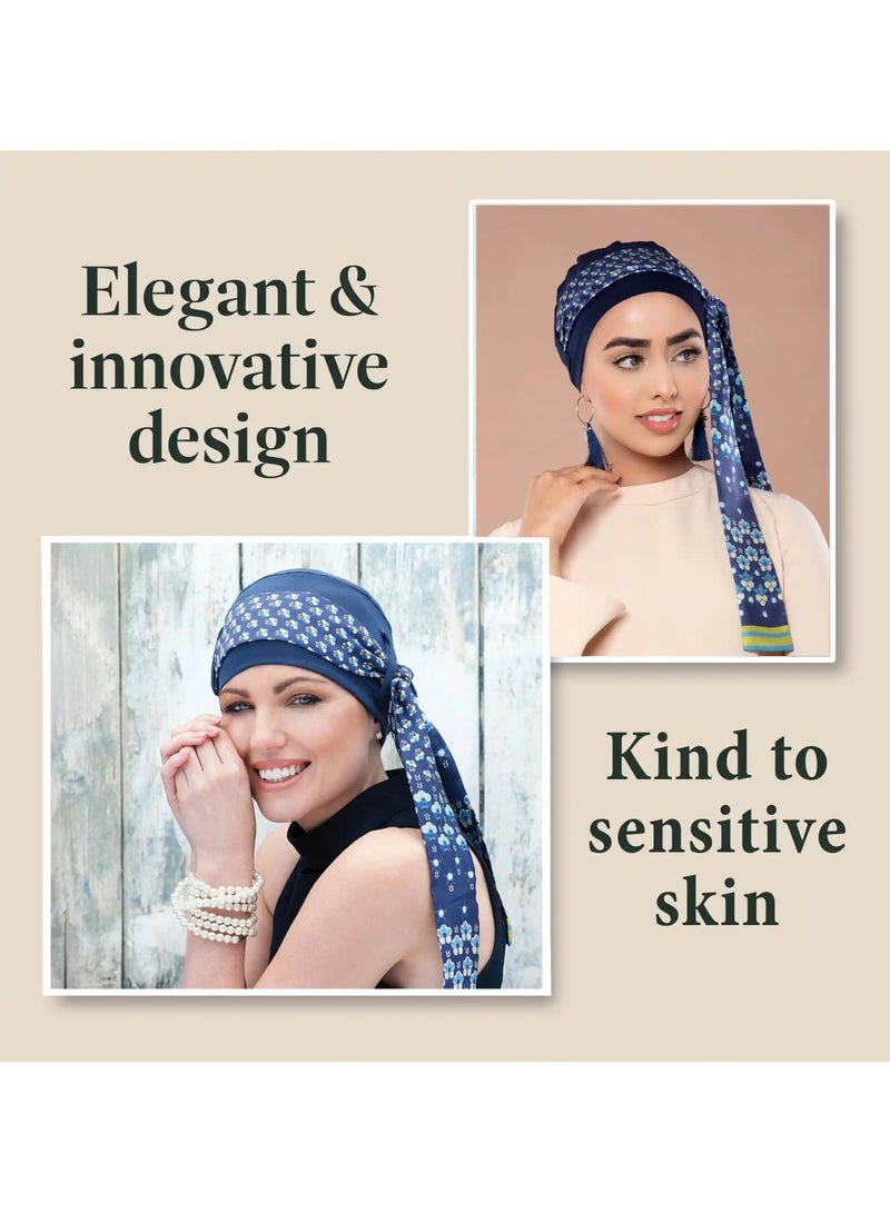 Rung Yanna Navy Iris Florenza - Bamboo Fabric Headwear for Women - Image 2