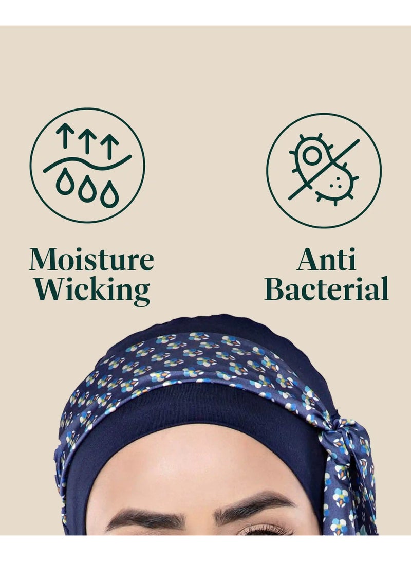 Rung Yanna Navy Iris Florenza - Bamboo Fabric Headwear for Women - Image 3