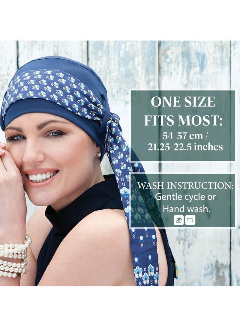 Rung Yanna Navy Iris Florenza - Bamboo Fabric Headwear for Women - Image 5