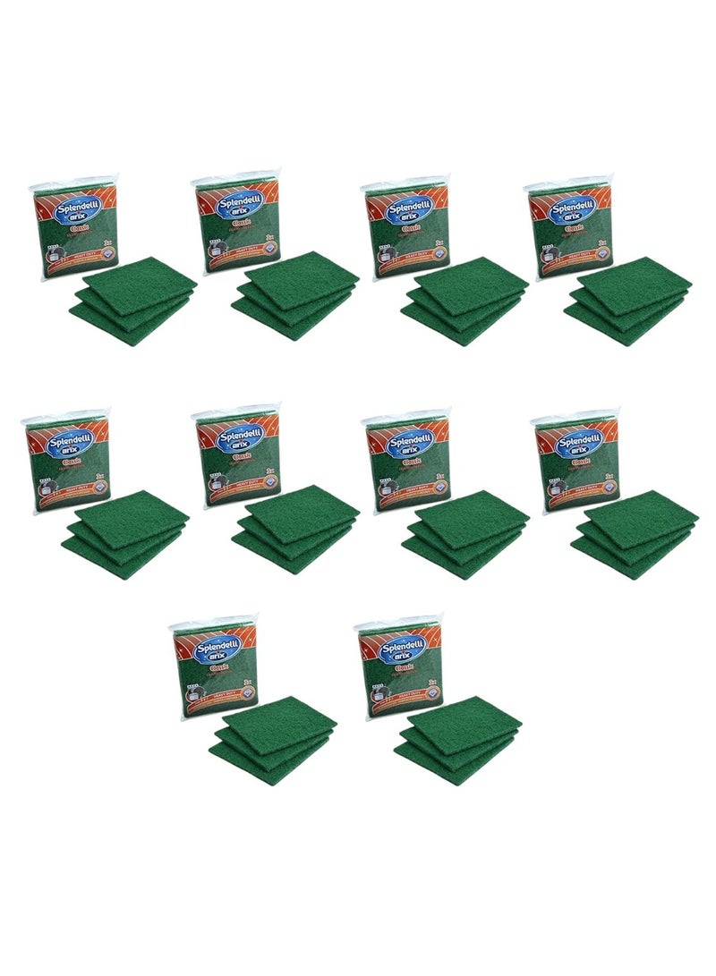 Arix-Splendelli Classic Scouring Pad – Pack of 10 x 3PCS (Total 30 Pads) | Heavy-Duty Stainless Steel Scrubber