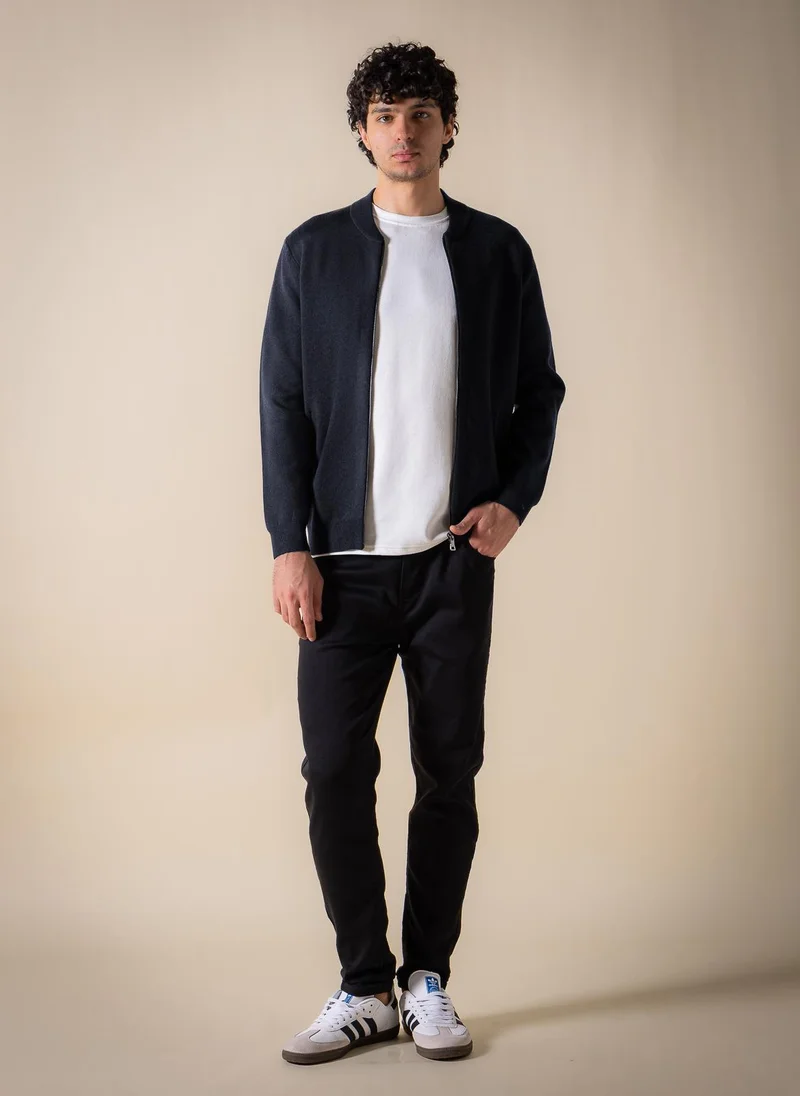 Shapes Dark Grey FINE KNIT BOMBER JACKET for Men | Best Price UAE