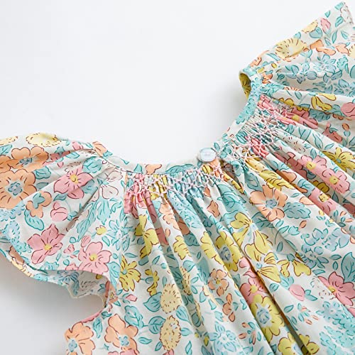 Simplee kids Baby Floral Dress Toddler Smocking Dress Little Girls Casual Dress Floral Print Sundress for Spring Summer 12M-6T - Image 5