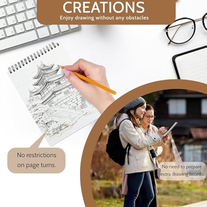 SKETCH BOOK, 3 PCS A5 SMALL SKETCH PAD, DRAWING BOOK SPIRAL NOTEBOOK, ACID FREE ART SKETCHBOOK, 60 PAGES/ 30 SHEETS SKETCH PAD, SMALL DRAWING NOTEBOOK FOR PAINTING BEGINNERS, ARTISTS - Image 4