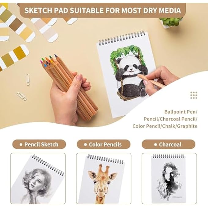 SKETCH BOOK, 3 PCS A5 SMALL SKETCH PAD, DRAWING BOOK SPIRAL NOTEBOOK, ACID FREE ART SKETCHBOOK, 60 PAGES/ 30 SHEETS SKETCH PAD, SMALL DRAWING NOTEBOOK FOR PAINTING BEGINNERS, ARTISTS - Image 5