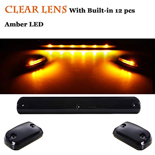 NPAUTO أضواء علامة كاب LED NPAUTO 3 قطع عدسة شفافة برتقالية 12 LED أضواء سقف للوضوح مع حزمة أسلاك لسيارات شيفروليه سيلفرادو GMC سييرا 1500 2500 3500 2500HD 3500HD من 2007-2014 - Image 5