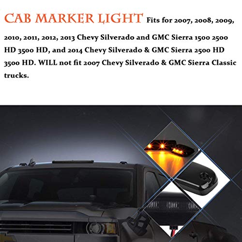 NPAUTO أضواء علامة كاب LED NPAUTO 3 قطع عدسة شفافة برتقالية 12 LED أضواء سقف للوضوح مع حزمة أسلاك لسيارات شيفروليه سيلفرادو GMC سييرا 1500 2500 3500 2500HD 3500HD من 2007-2014 - Image 2